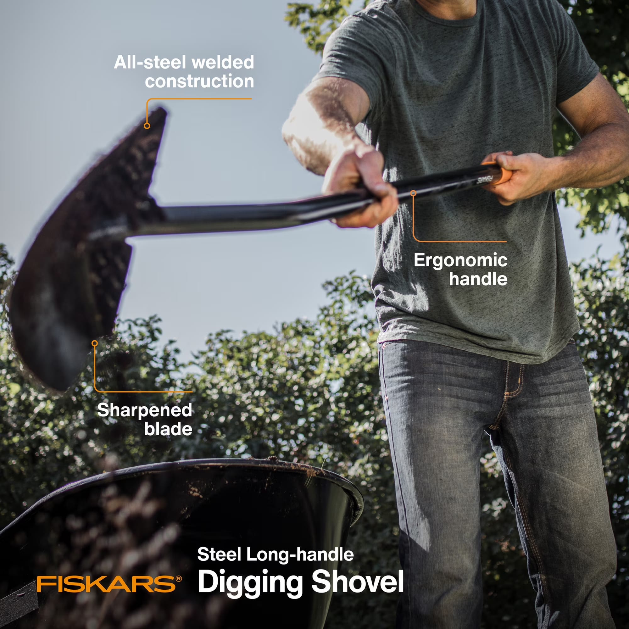Fiskars Long Handle Digging Shovel - Photo 2